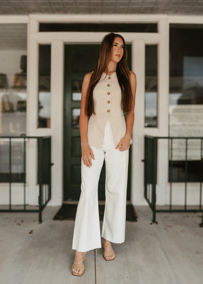 Nude Button Down Vest TI5026FO