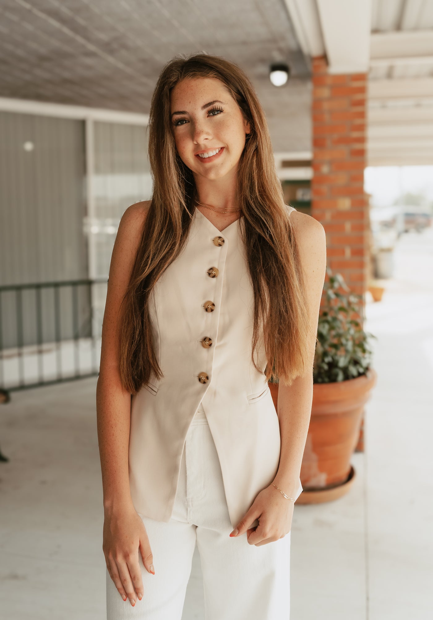 Nude Button Down Vest TI5026FO