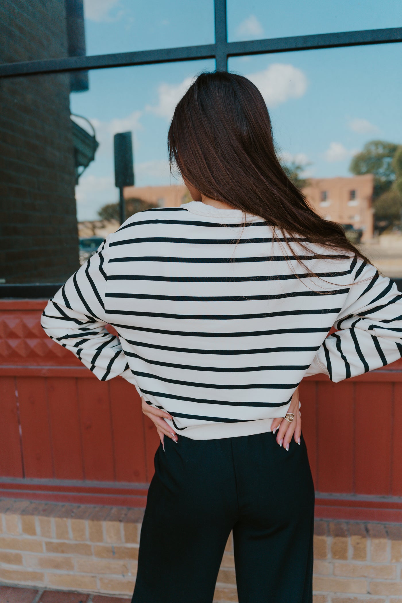 Stand Out Striped Sweatshirt Crystal ZT253228
