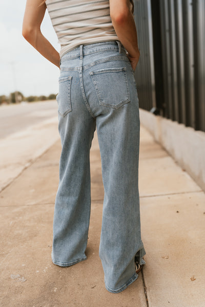 Medium Wash High Rise Wide Leg Jean AP6383