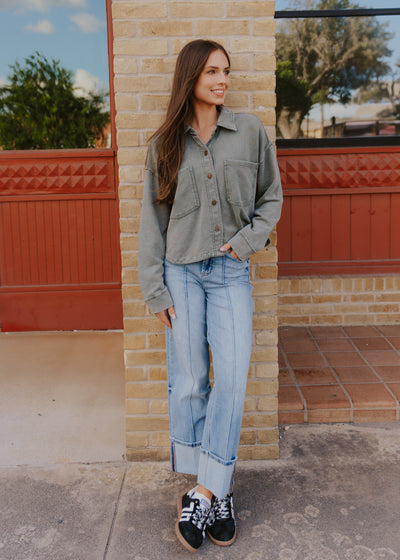 All Day Cropped Knit Jacket Hunter Green ZJ253440