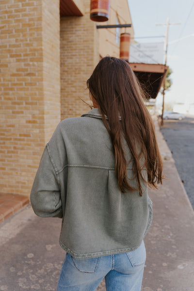 All Day Cropped Knit Jacket Hunter Green ZJ253440