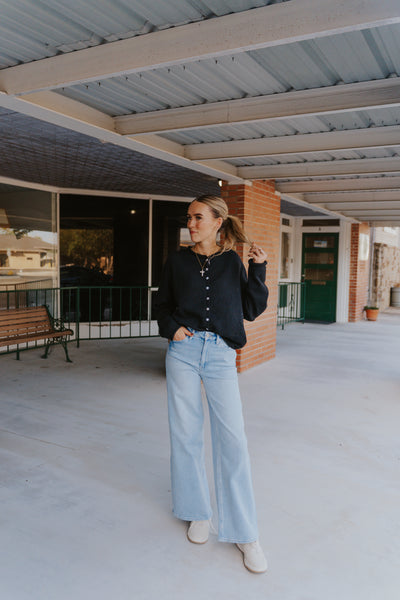 Black Lightweight Cardigan TBW237