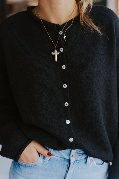 Black Lightweight Cardigan TBW237