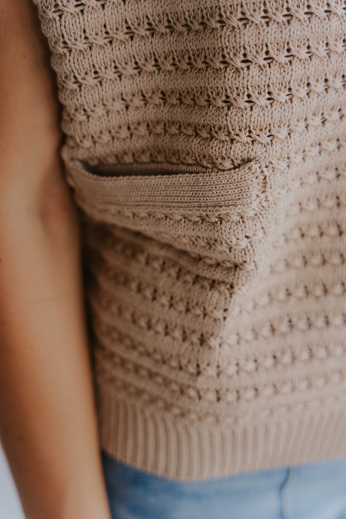 Sleeveless Sweater Cardigan - Taupe