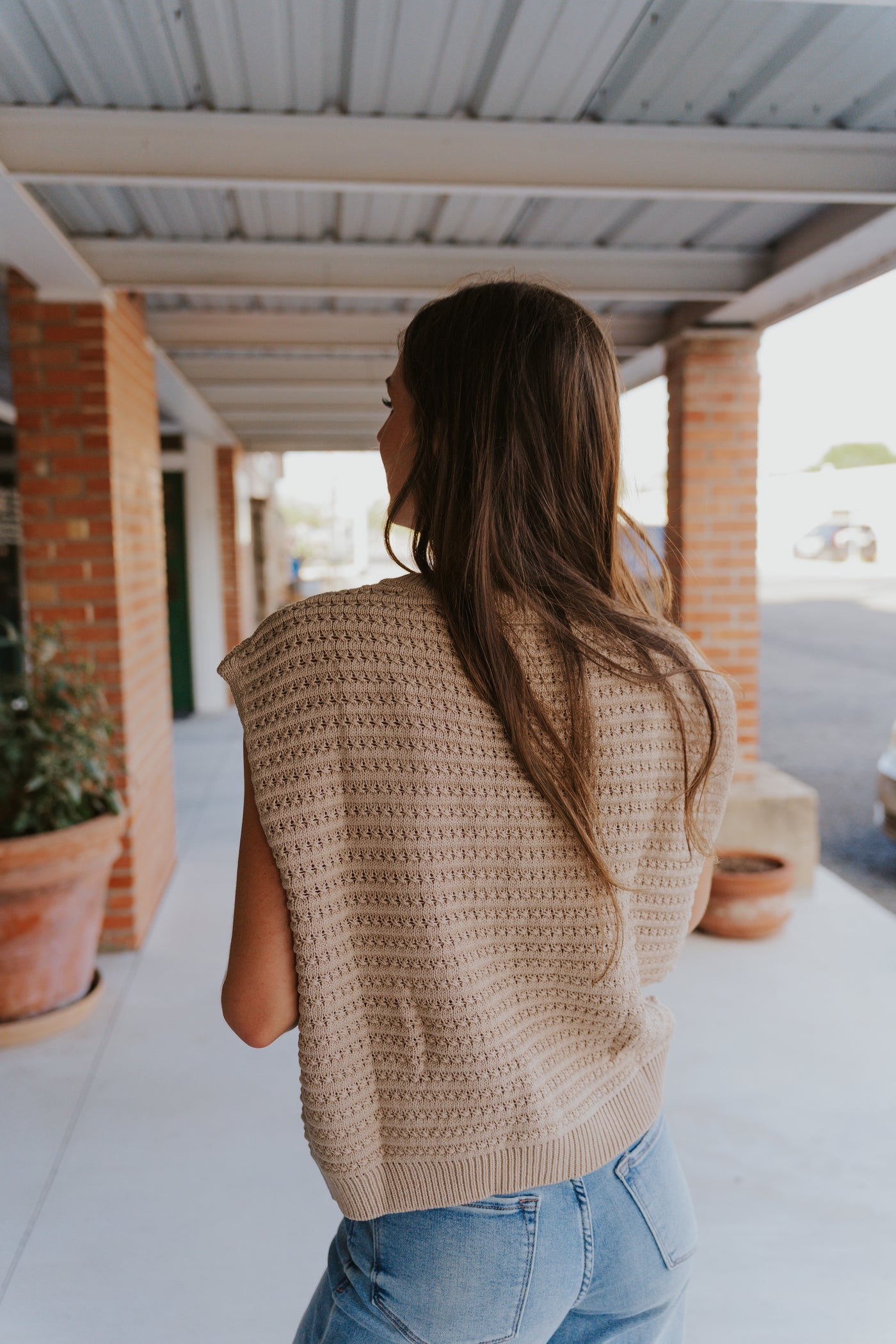 Sleeveless Sweater Cardigan - Taupe