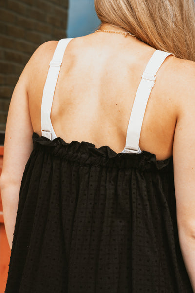 Black/Cream Oversized Romper with Bow Detail RI2190