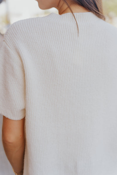Cream Short Sleeve Cardigan SWJ2347