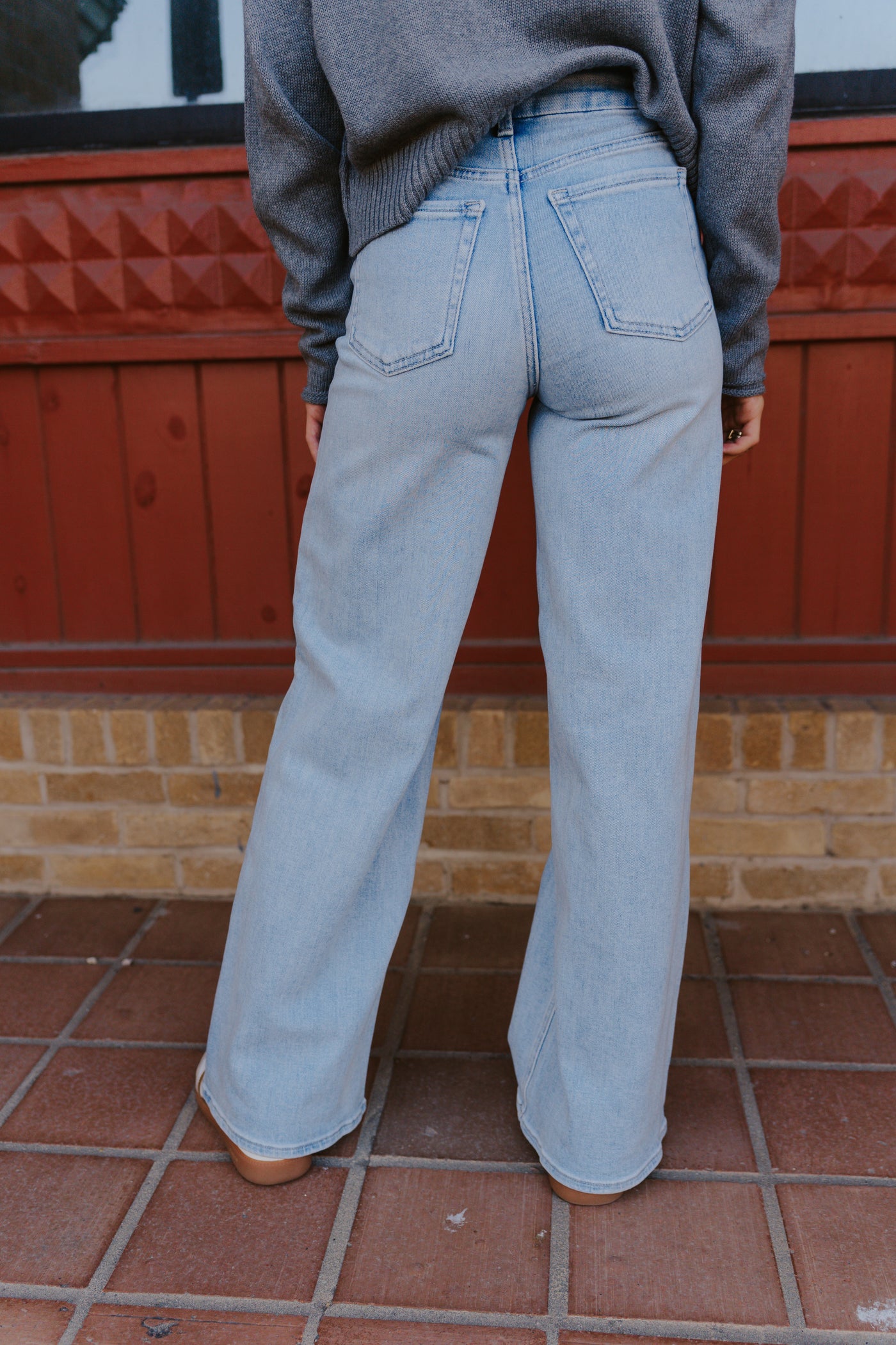 High Rise Palazzo Wide Leg Light Denim Jean DP689