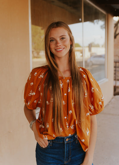 Auburn Floral Embroidered Button-Up Blouse WL25-10525