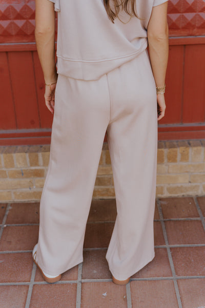 Taupe Wide Leg Scuba Pants WL25-10103