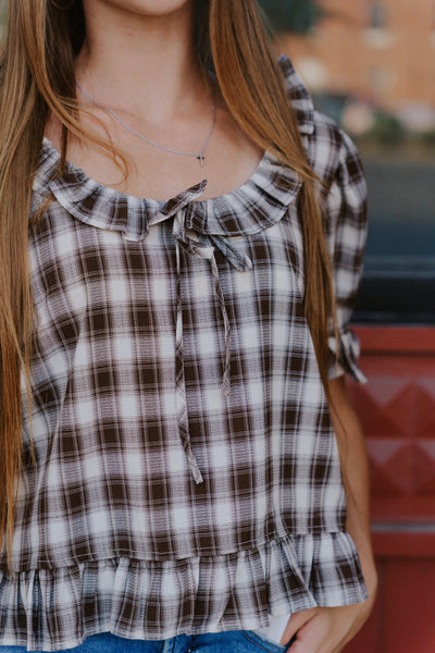 Chocolate Checker Blouse TBT14181