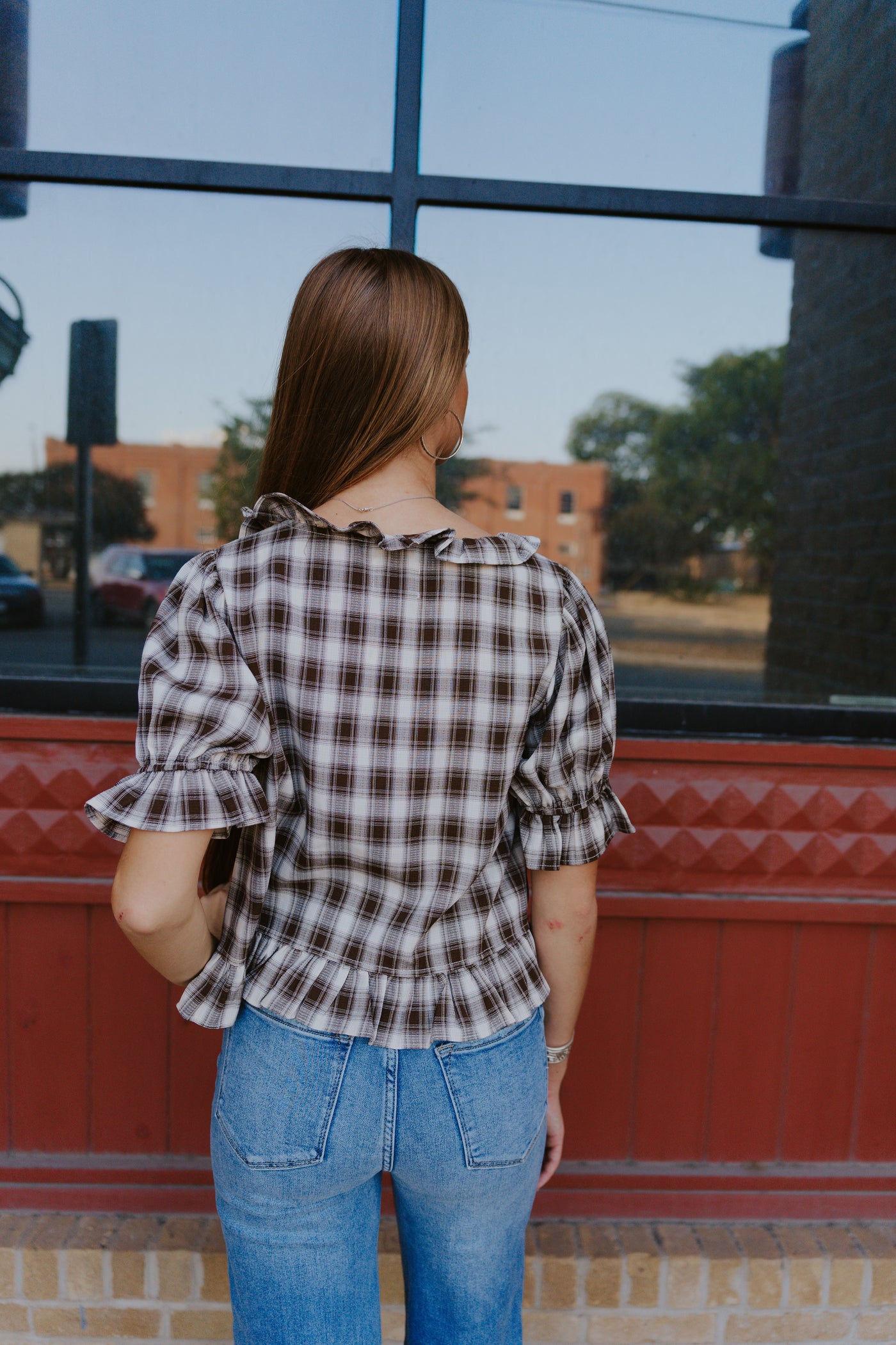 Chocolate Checker Blouse TBT14181