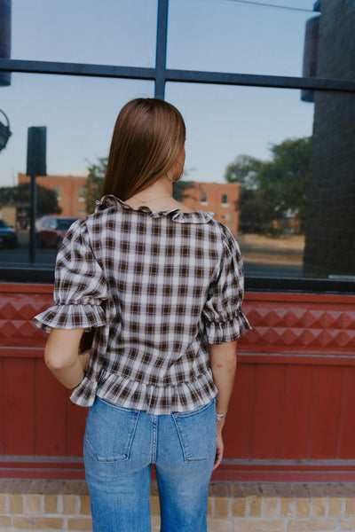 Chocolate Checker Blouse TBT14181