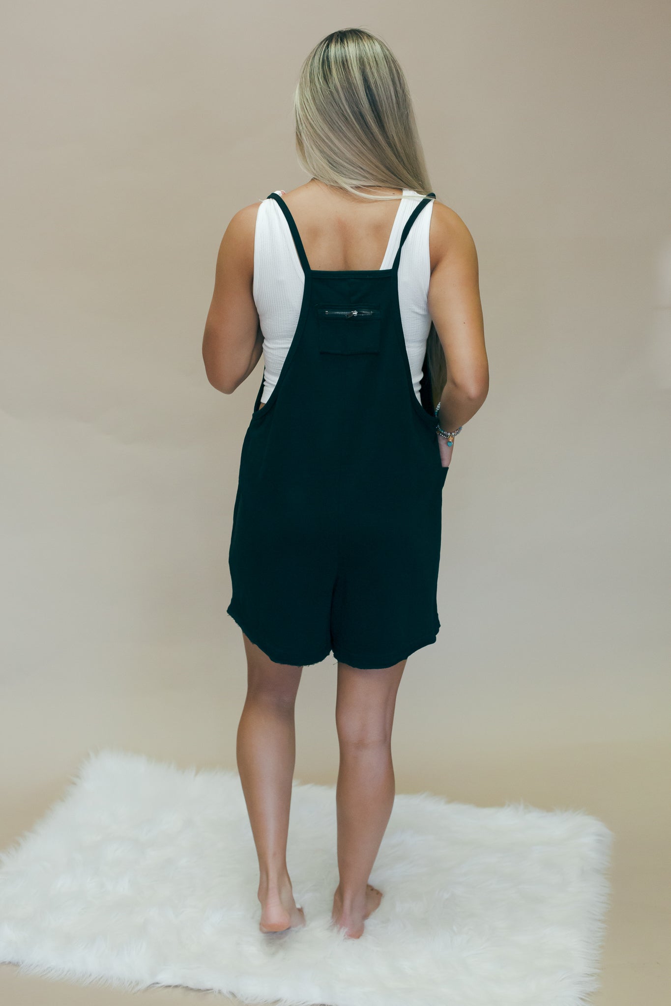 Black Cami Romper with Pockets