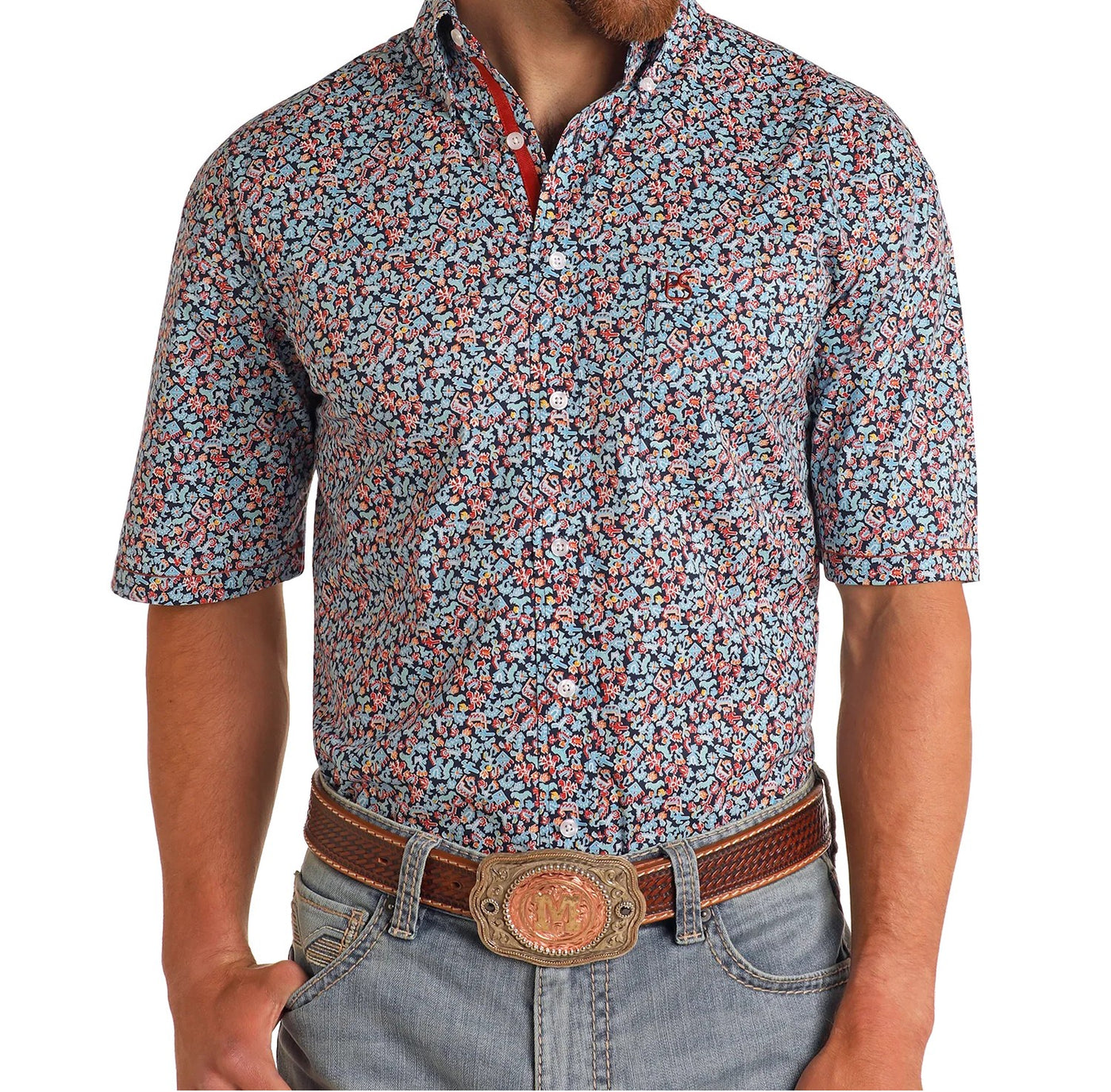 Men's Navy Short Sleeve Shirt RMB3S05677