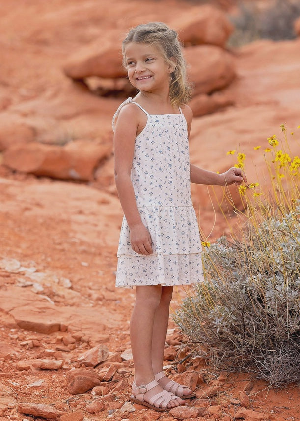 Girls Blue Bluebells Layered Dress 7171BEBE