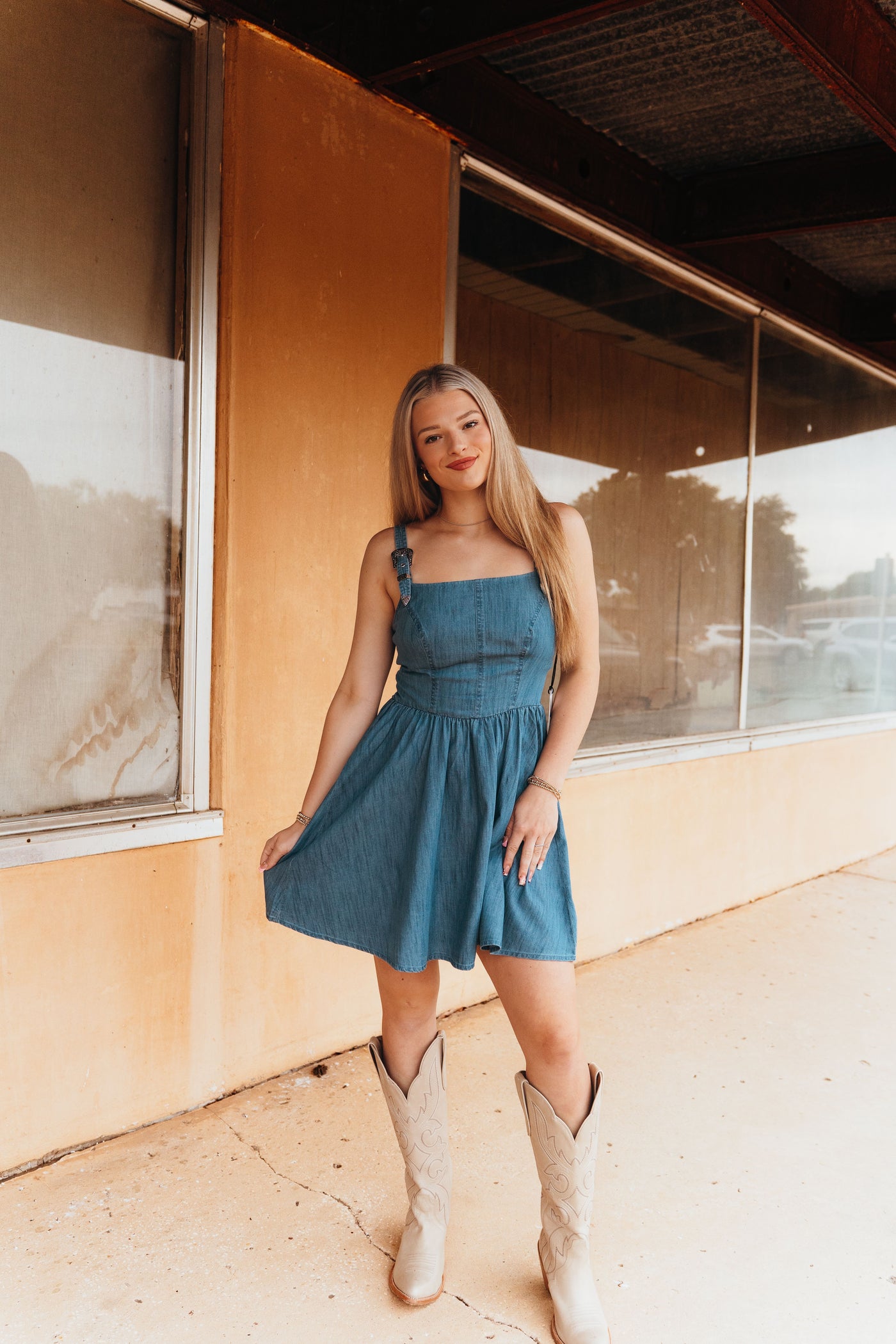 Rock & Roll Women's Denim Minidress with Buckles BWD0R06315