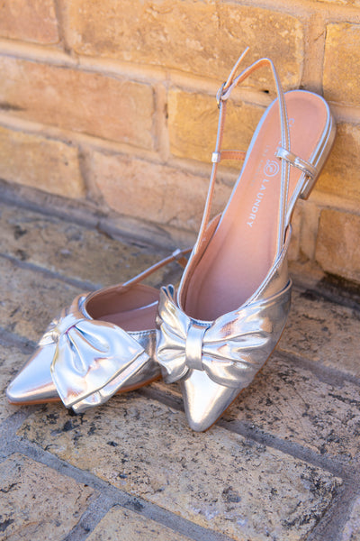 Harmony Bow Slingback Flat Silver