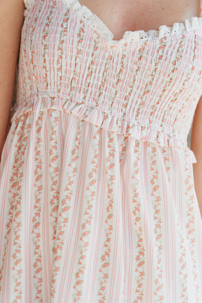 Ivory/Pink Floral Maxi Dress BD5563-C