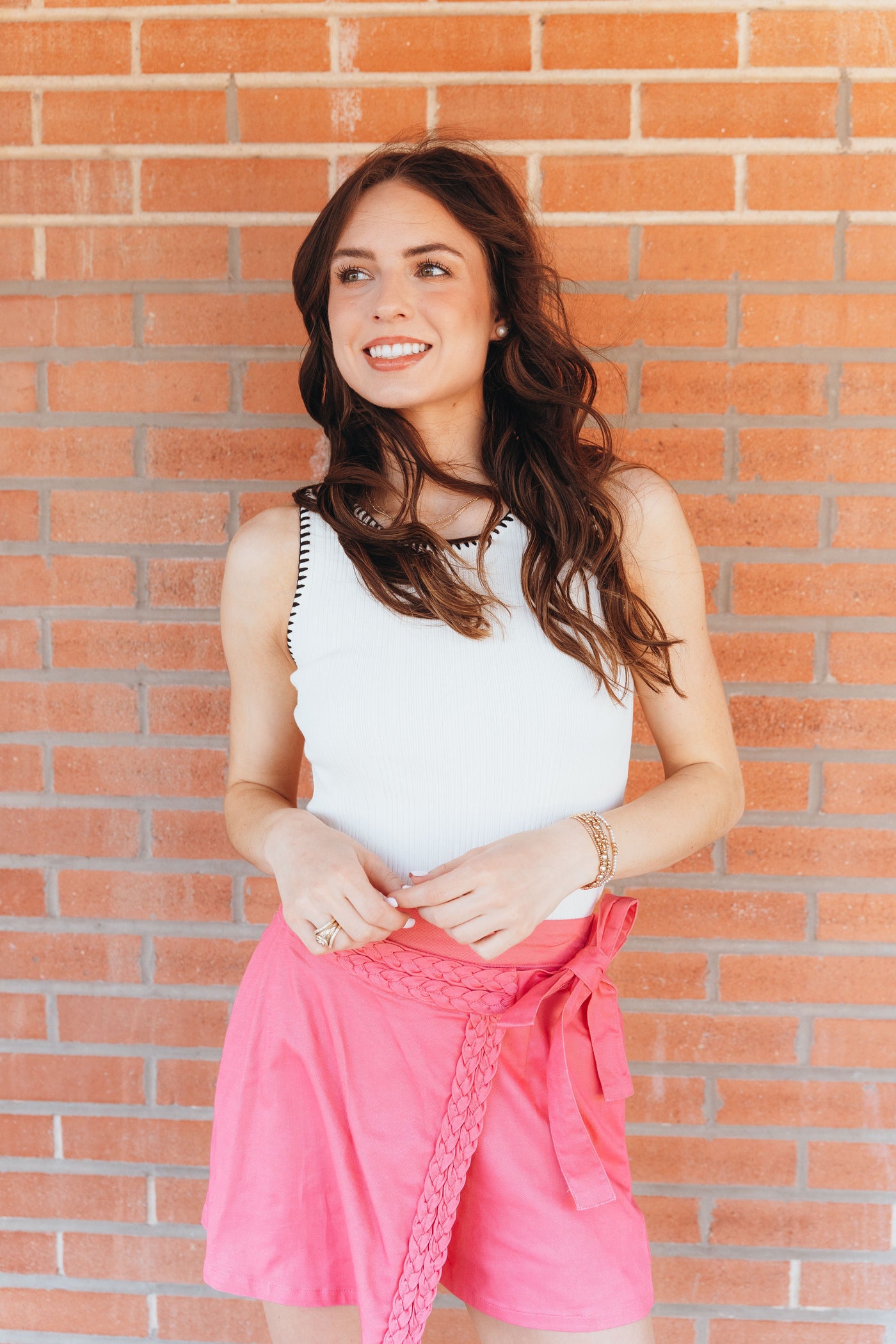 Pink Solid Wrap Skort P25762