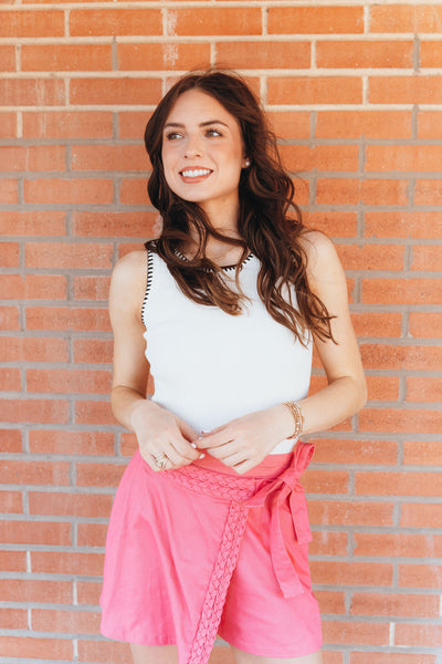 Pink Solid Wrap Skort P25762
