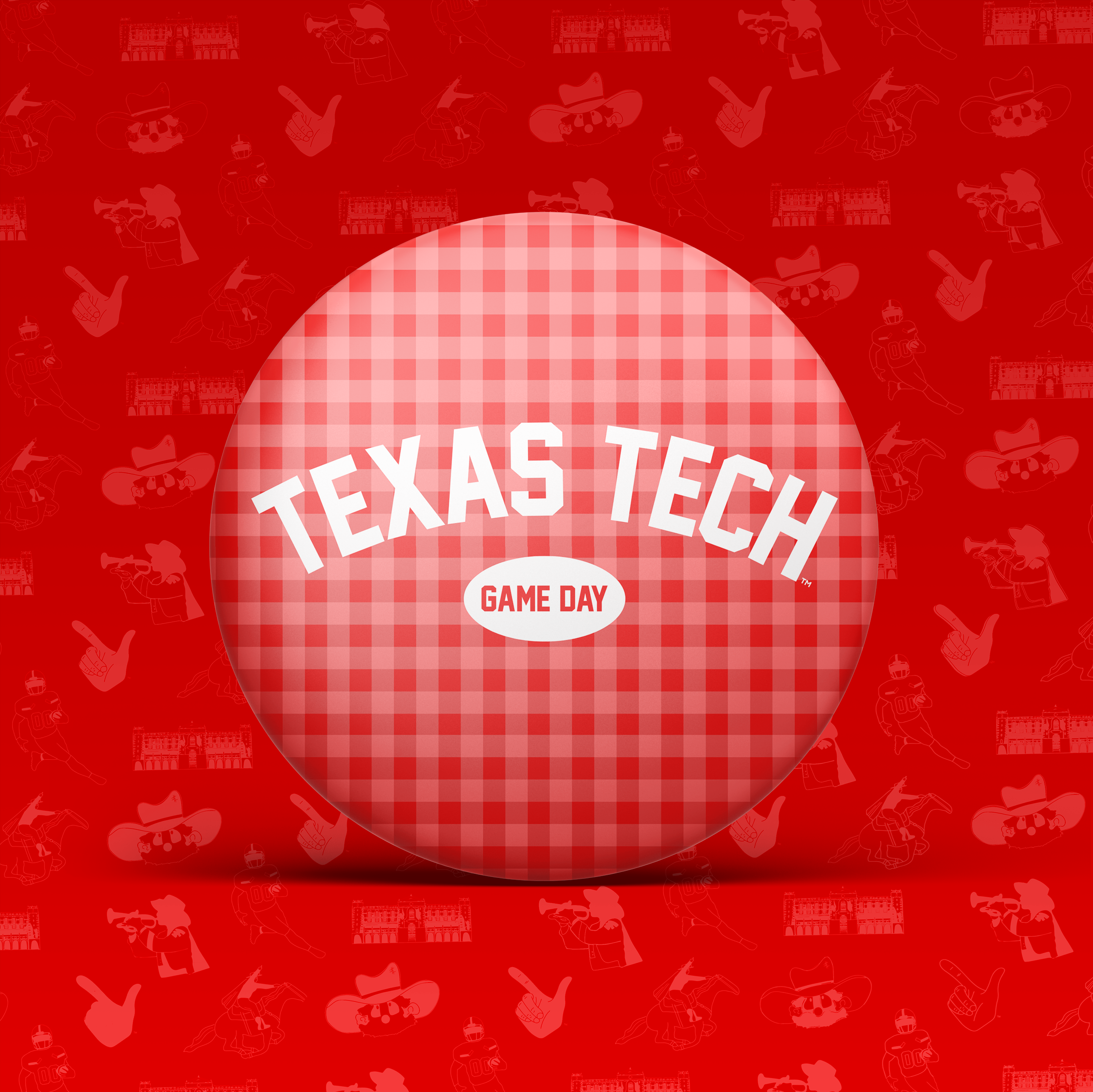 Gingham Texas Tech Game Day Button 1060