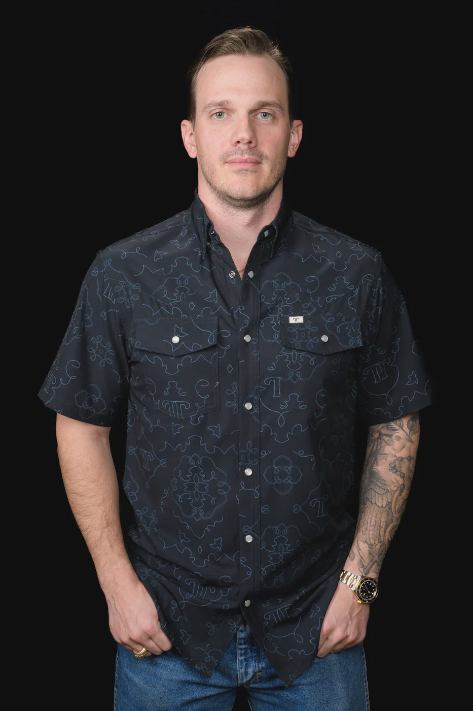 Ferrell - Carson Black Short Sleeve Snap Shirt