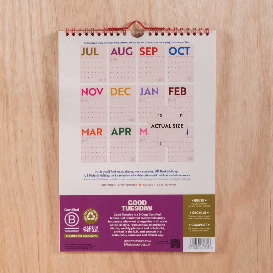 2025 - 2026 A4 Mid - Year Calendar - Simply Bright Design - Southern Soule Designs