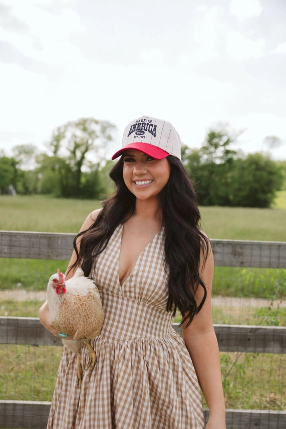 Made in America Red Stripe Vintage Trucker Hat