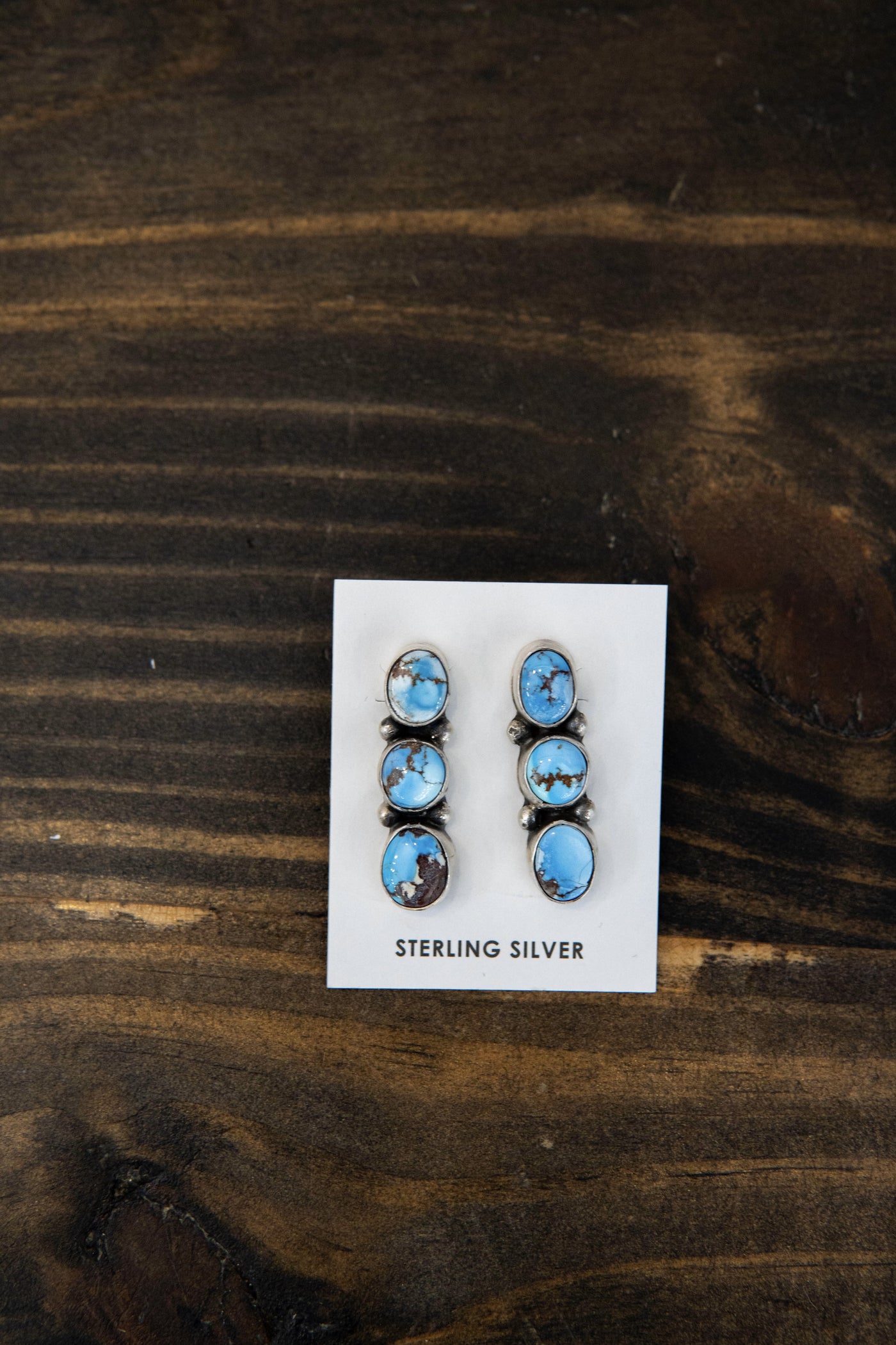 Golden Hills 3 Stone Drop Stud
