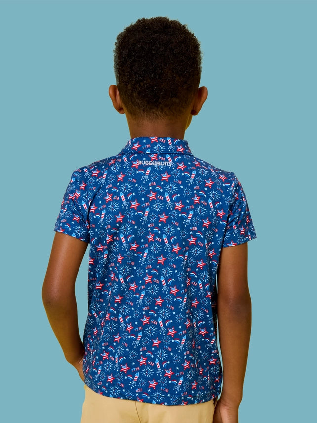 Boys Red White & Boom Fireworks Polo