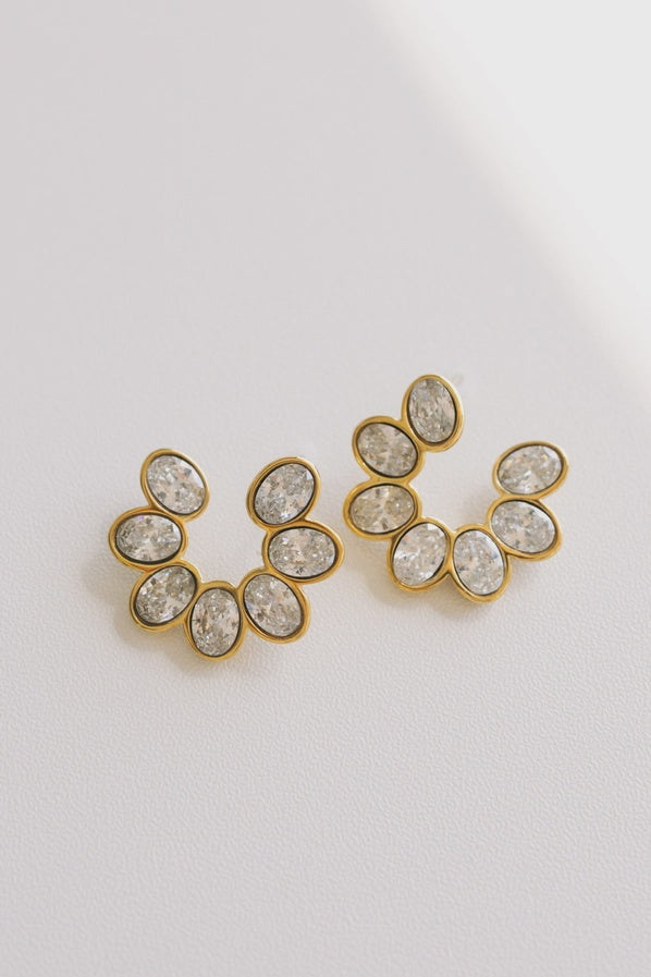 Ezzy Crystal Stud Earrings Gold
