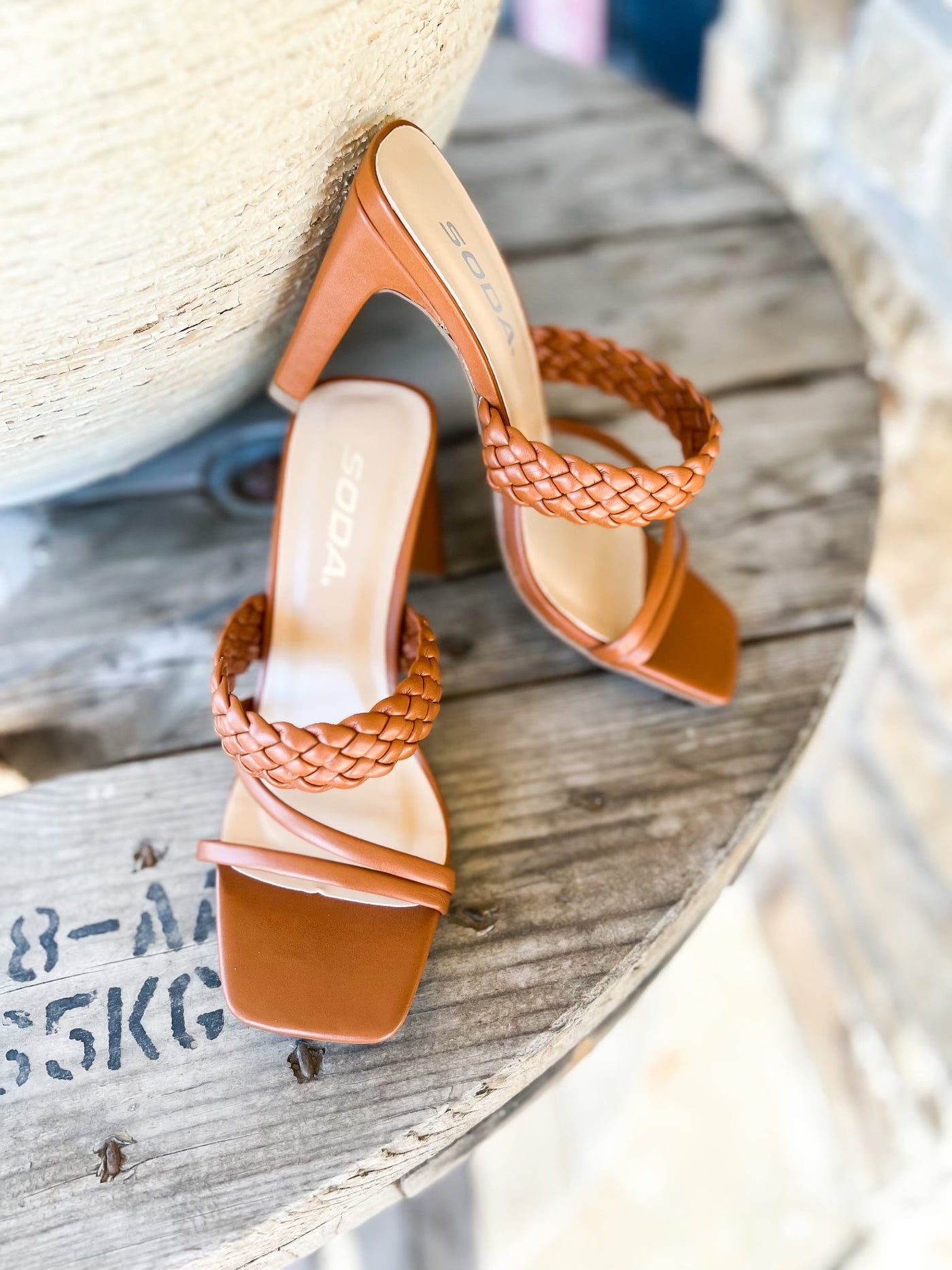 Carmen Tan Braided Heel