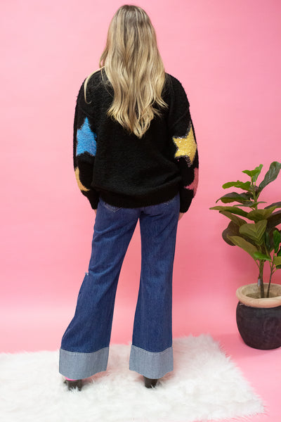 Black Sequin Star Sweater