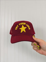 Try Your Luck Burgundy Foam Trucker Hat
