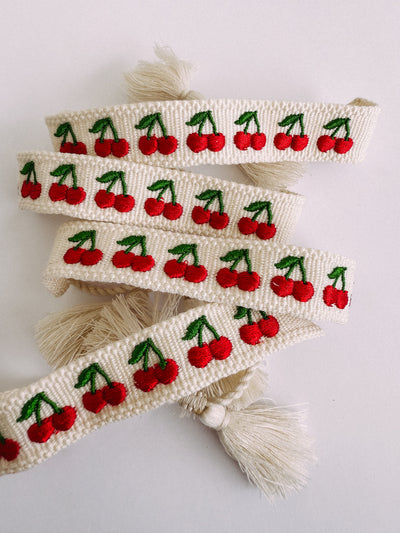 Cherry Embroidered Bracelet