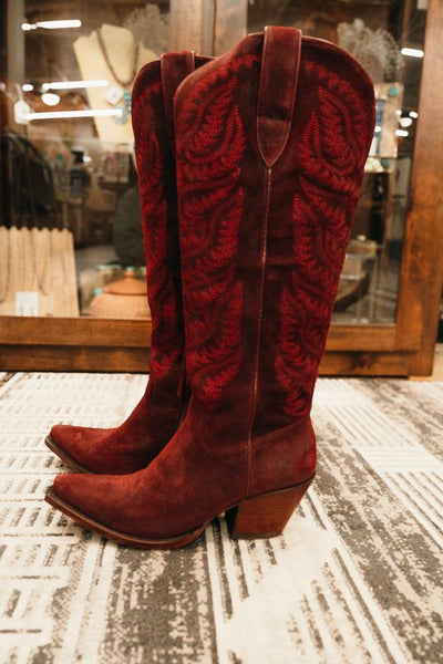 Ariat Women's Laramie StretchFit Western Boot Burgundy Suede 10061356