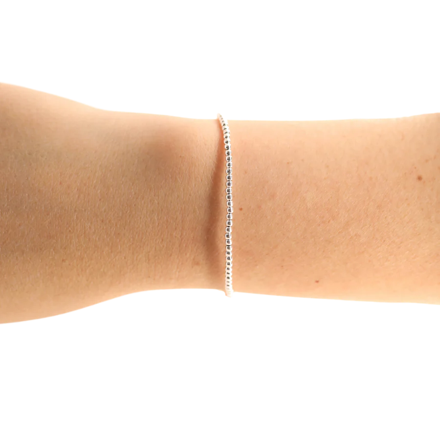 2 MM Silver Beaded Bracelet