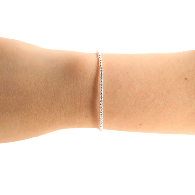 2 MM Silver Beaded Bracelet