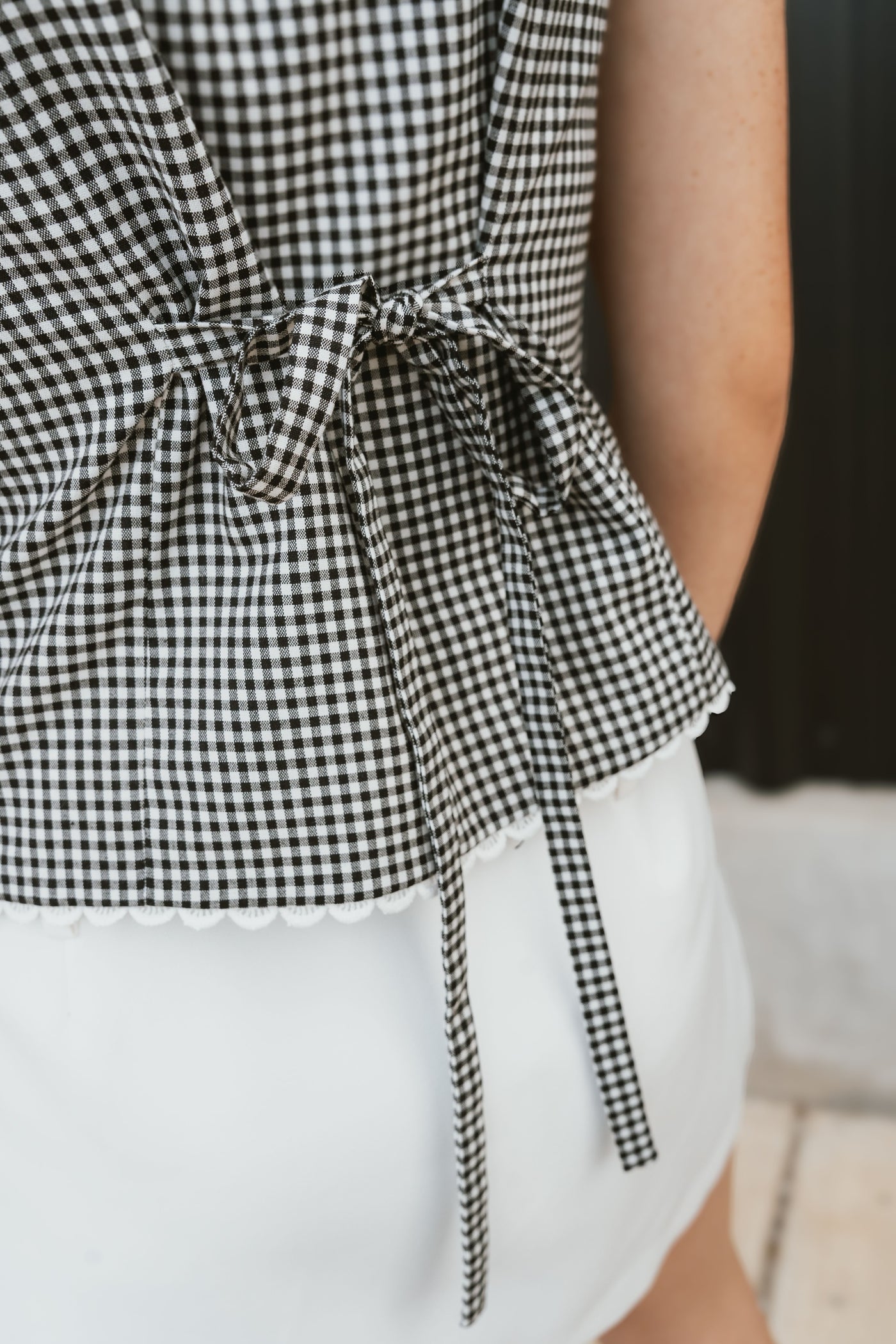 Black/White Gingham Vest TI6142FO