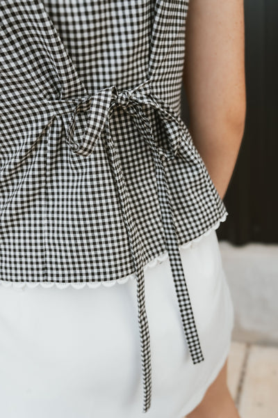 Black/White Gingham Vest TI6142FO