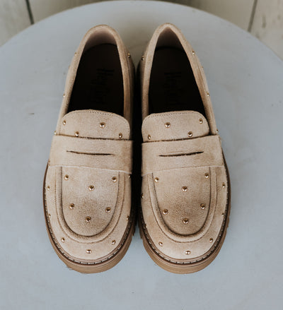 Stud Muffin Sand Faux Suede
