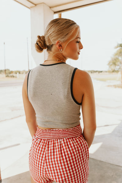 Heather Grey USA Cropped Tank ST9795