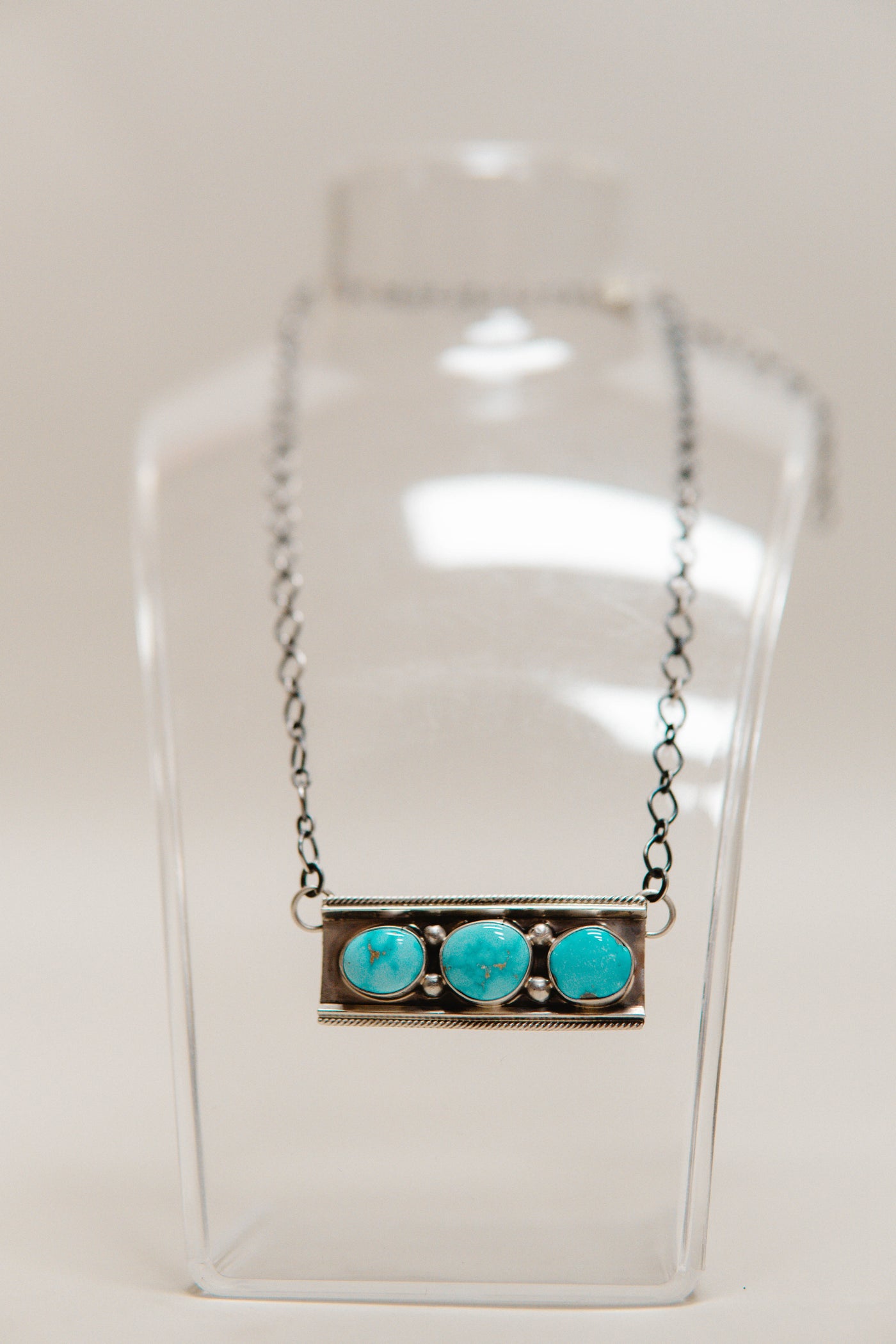 Turq 3 Stone Bar Necklace
