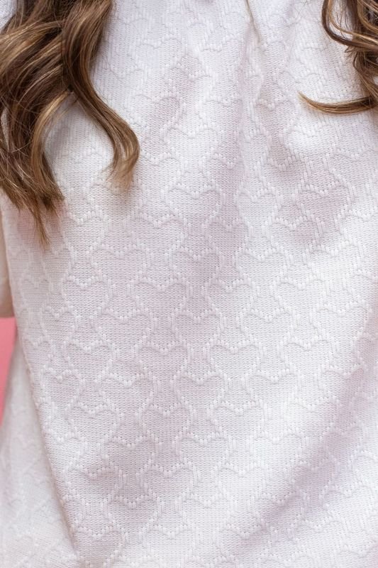 34677 Ivory Heart Textured Puff Slve Top - Southern Soule Designs