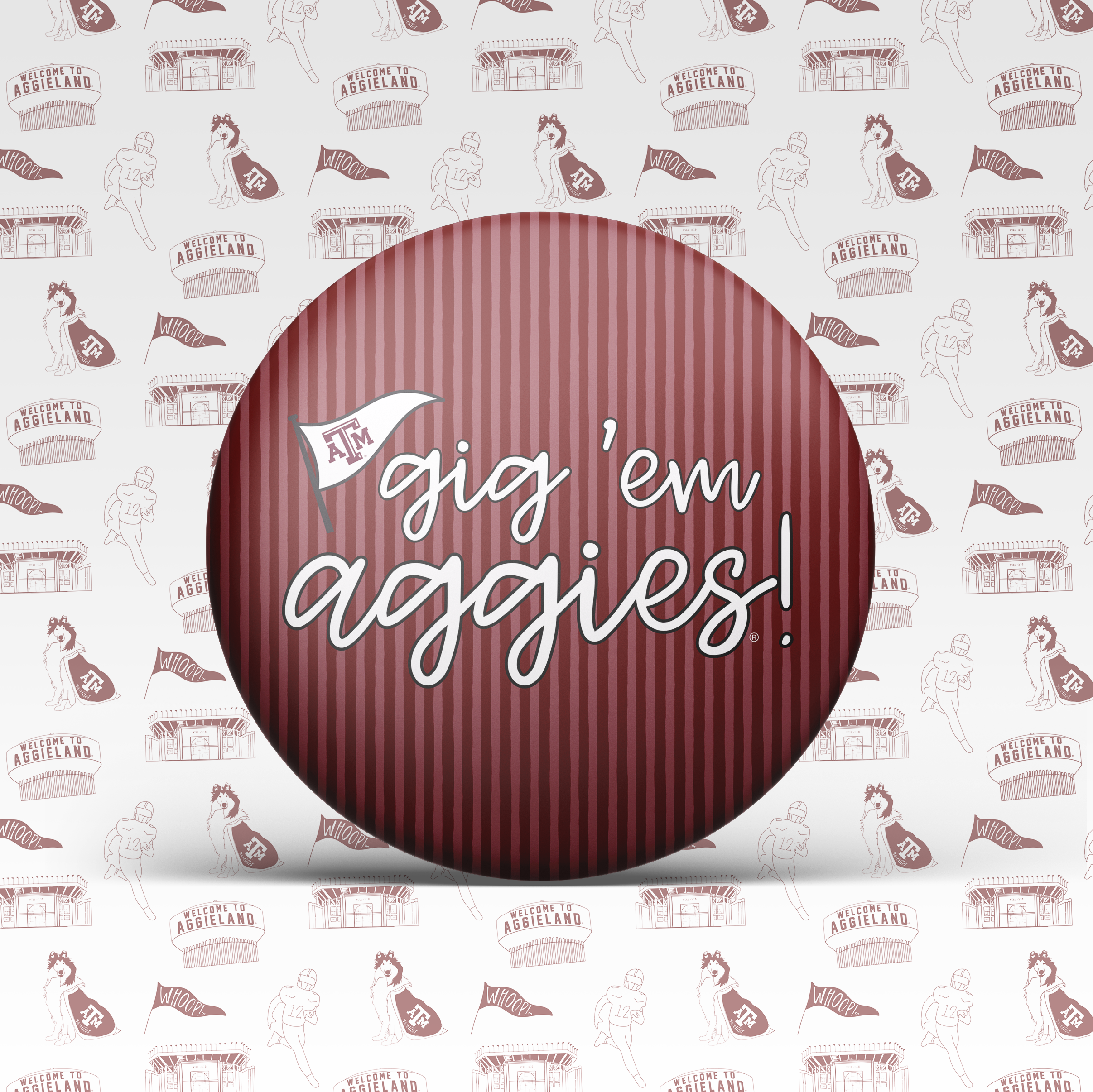 Gig 'Em Aggies Pinstripe Button 2039