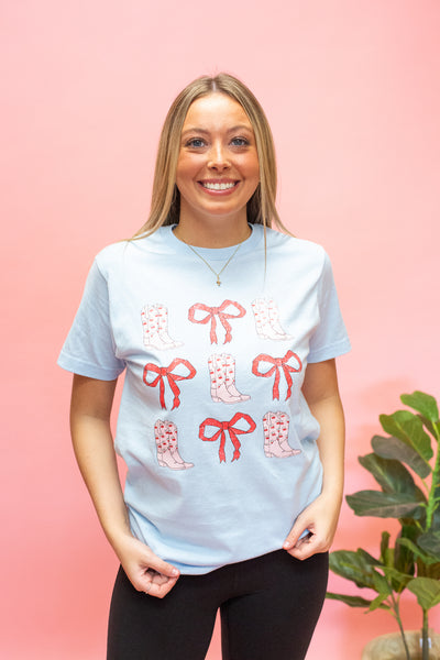 Baby Blue Bows & Boots Tee