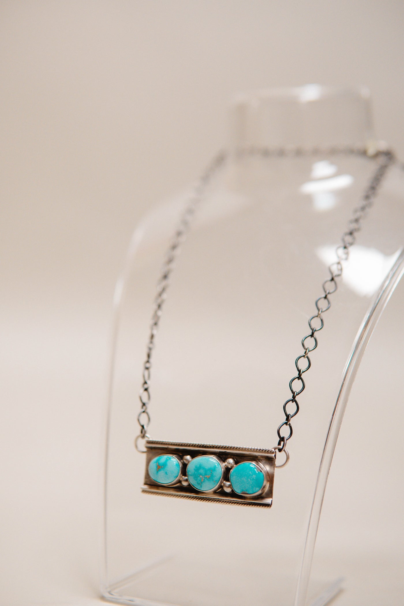 Turq 3 Stone Bar Necklace