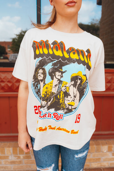 DayDreamer Midland Let It Roll Tour Merch Tee Dirty White